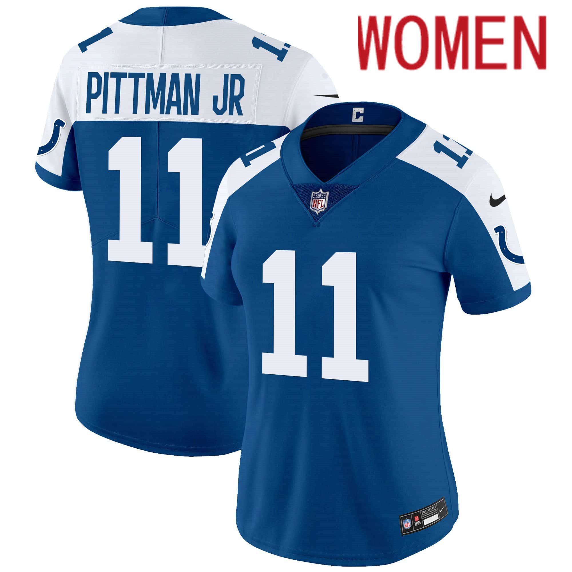 Women Indianapolis Colts #11 Pittman jr Blue 2024 Nike Vapor Limited NFL Jersey